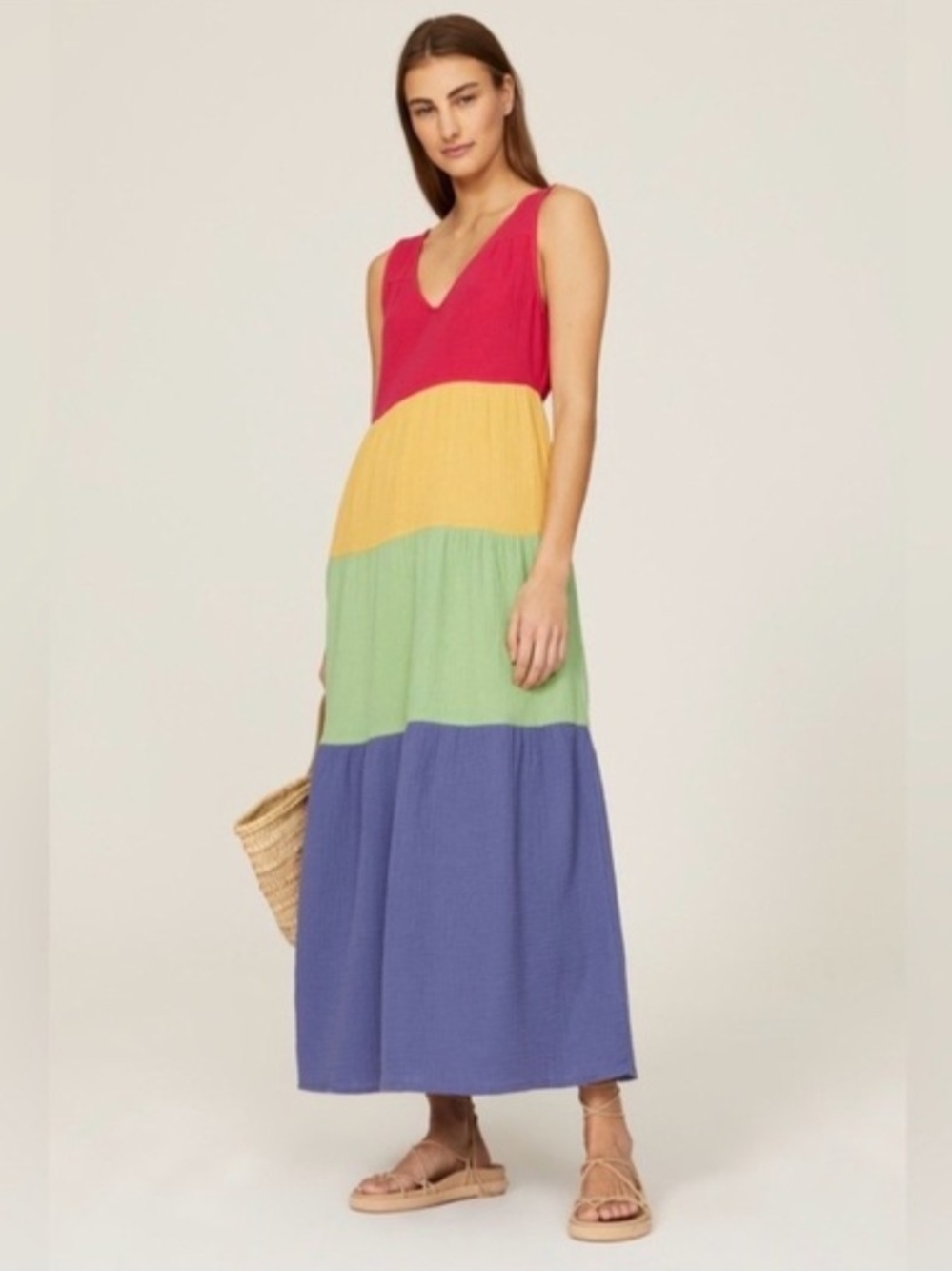 Marine Layer Sleeveless V-Neck Colorblock Maxi Dress